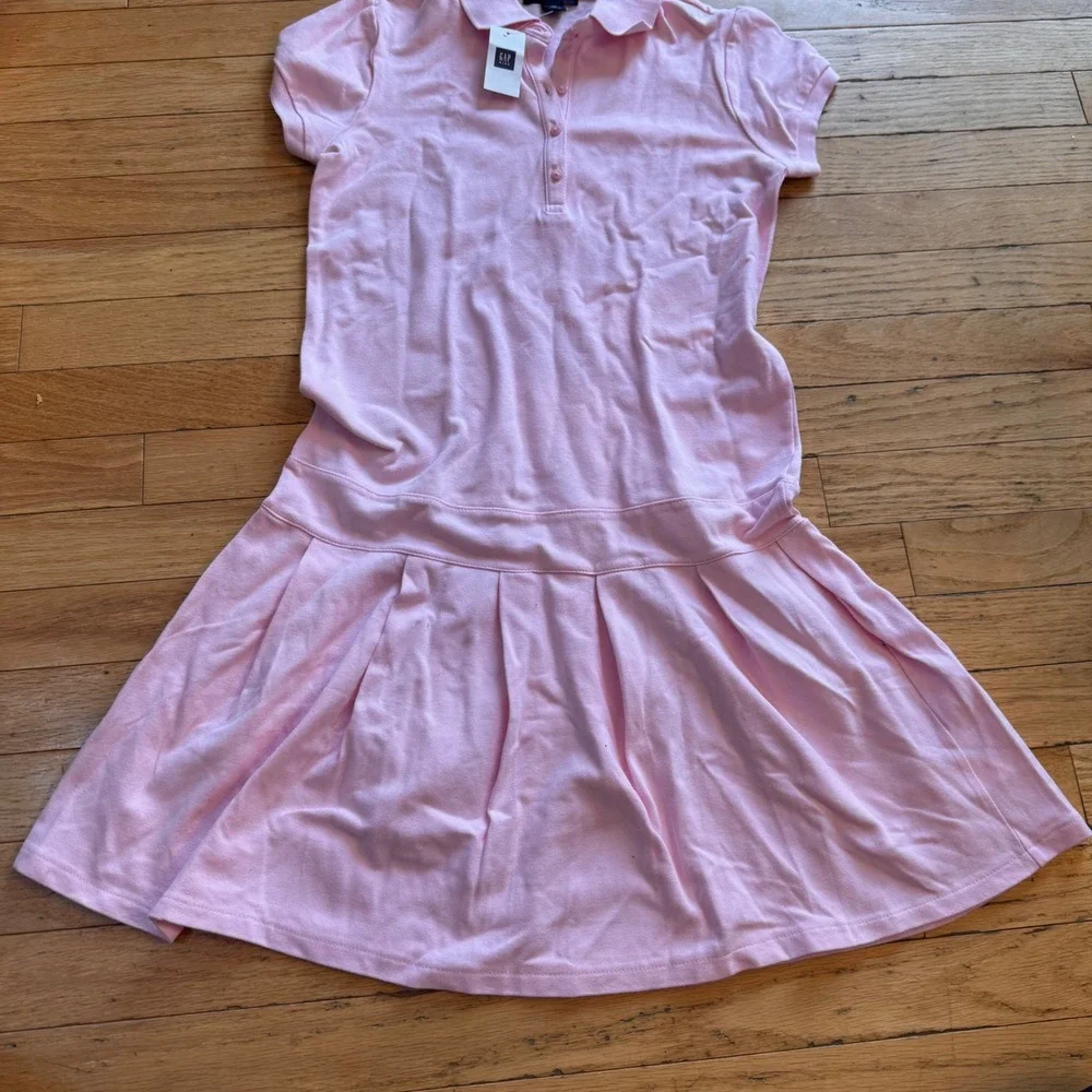 Gap Kids Girls Pink Short Sleeve Pleated Polo‎ Dress Size XL 12 NWT